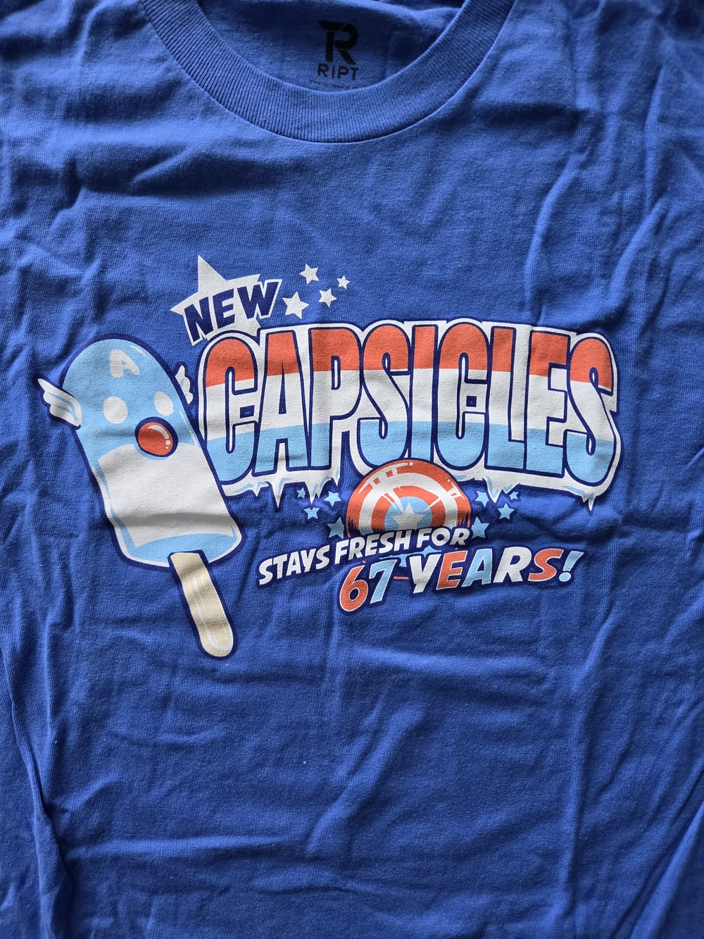Uniqlo Blue 'Capsicles' Graphic Tee with Red & White Accents